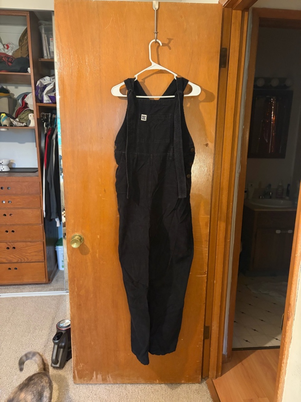Black Corduroy Women's Overalls Jumpsuit